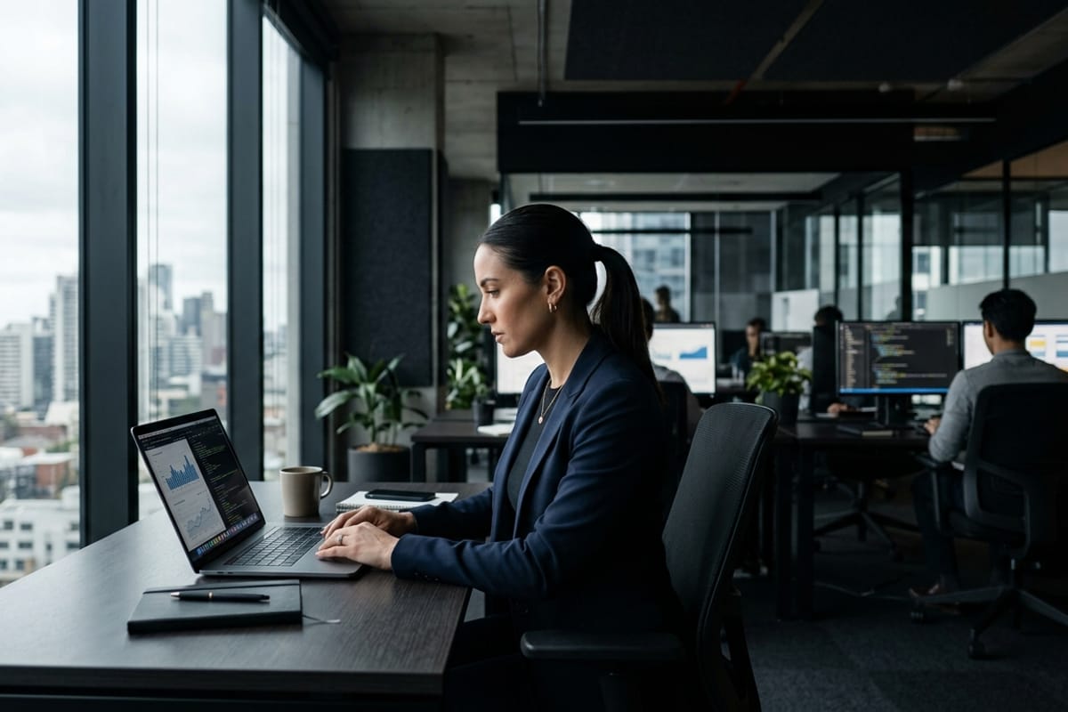 Professional using business platform